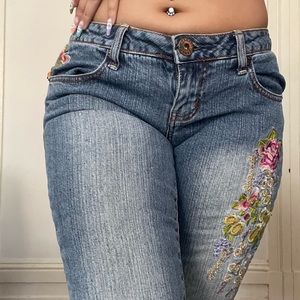 Vintage embroidered boot cut jeans